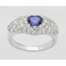 Sapphire Heart and Diamond Ring